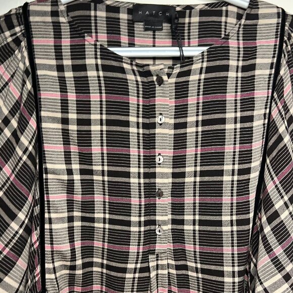 Hatch Maternity The Rose Plaid Flowy Blouse Size 3 - Picture 10 of 12
